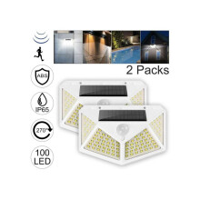 CZHONG-100 LED Solcellsdrivna PIR Rörelsesensor Vägglampor Utomhus Trädgårdslampor Säkerhet