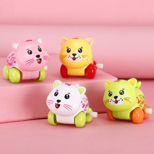 Classic Mini Auto Cats Car Animal Wind up Clockwork Developmental Toy Kids Gift
