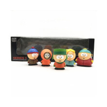 (Verpakking in doos) 5 stuks South Park anime actiefiguren/miniaturen: Stan, Kyle, Eric, Kenny en Leopard,