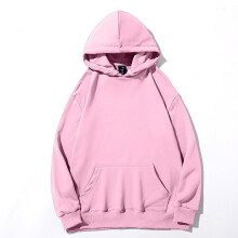 (Roze, XL) Klassieke effen pullover met capuchon voor heren en dames