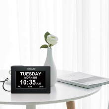 (Zwart) Digitale dagklok met LED-kalender, dementie-alarm, tijd, datum, maand en geheugenfunctie