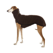 (Bruin, S) Honden Greyhound Whippet Lurcher Trui met kraag en warme jas