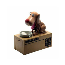 (Bruin) Puppy huisdier hond die munten steelt en opeet spaarpot spaarpot kindercadeau