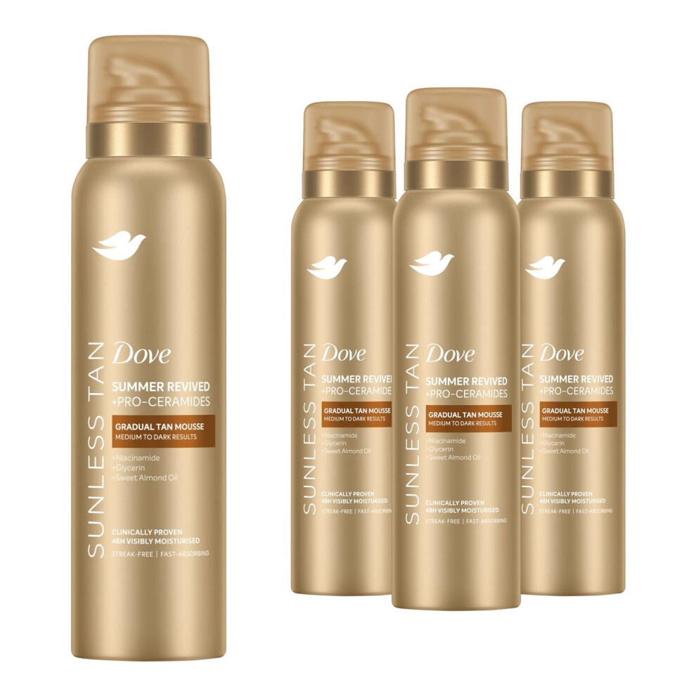 Dove Dark Derma Spa Summer Revived Self Tan Mousse 150Ml 4 Pack, Fair-Medium Skin - Image 2