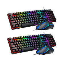 CZHONG-Gaming toetsenbord en muis combo met regenboog LED-achtergrondverlichting, bedraad en USB voor