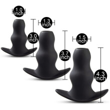 Premium siliconen 3-delige butt plug set, anale plug met kijkgat voor klysma's