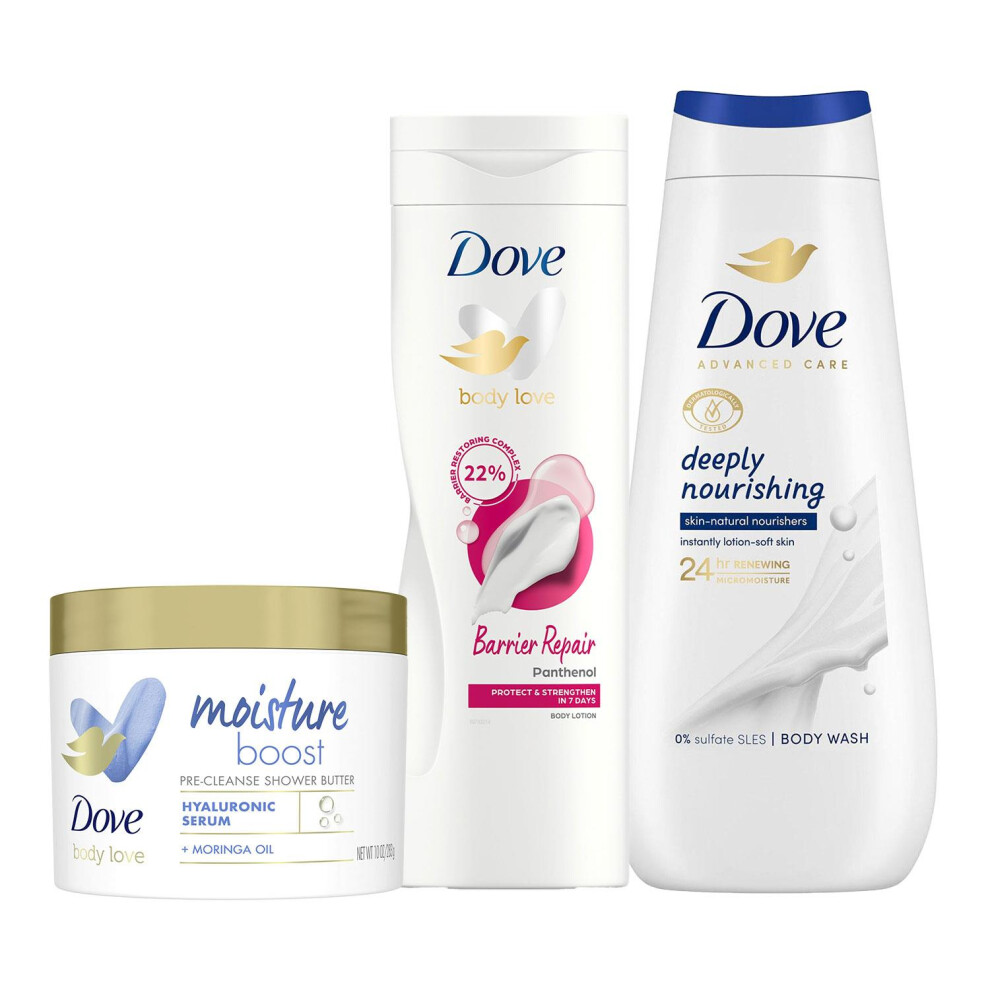 Dove Moisture Rich Trio Shower Butter 238Ml, Body Wash 400Ml & Body Lotion 400Ml