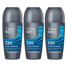 Dove Men+Care Anti-Perspirant Roll On Clean Comfort 3x50ml 72H Sweat Protection