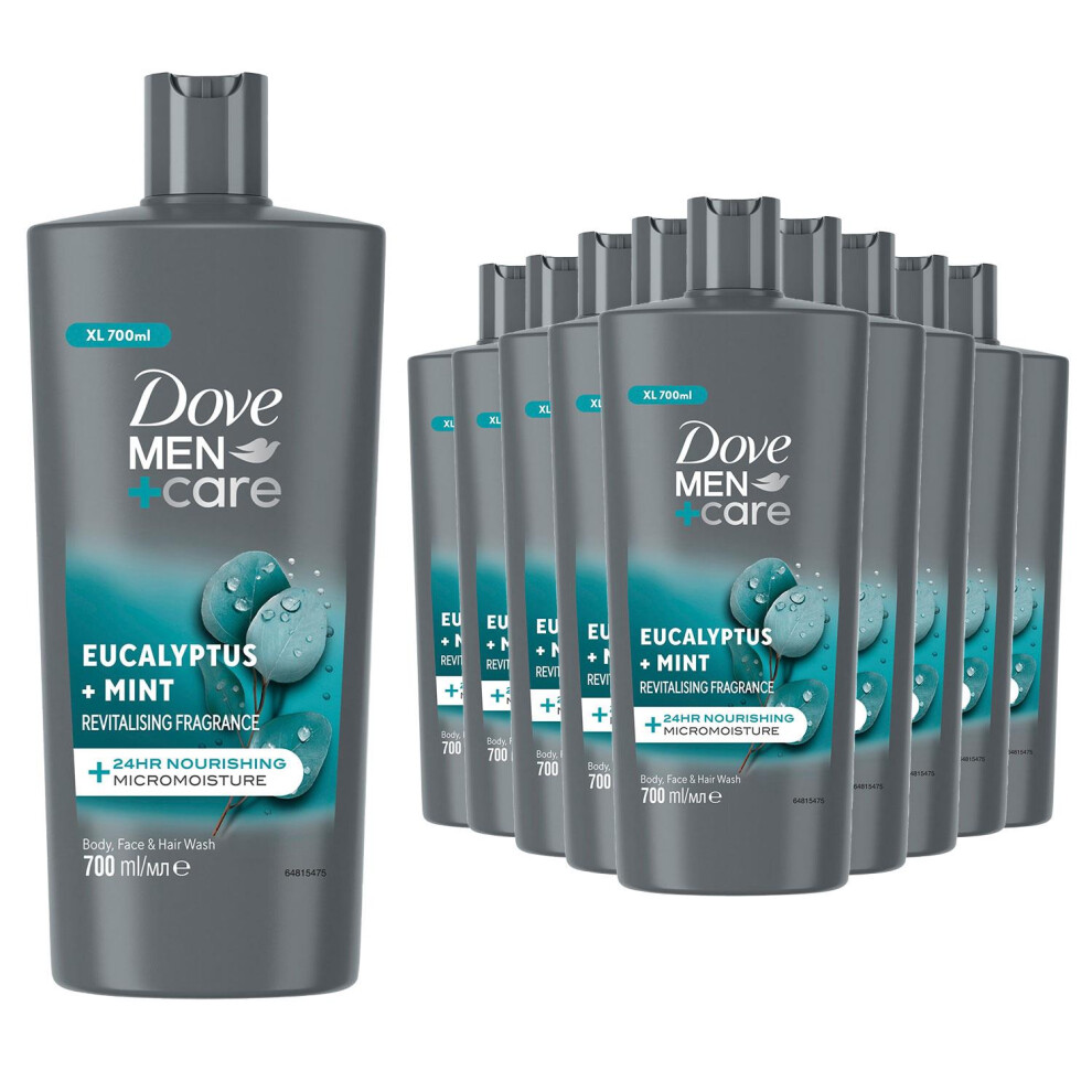 Dove Men+Care 3-In-1 Hair, Face And Body Wash Eucalyptus + Mint 700Ml, 24 Pack