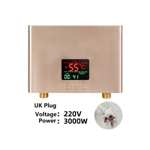 (Roséguld) Elektrisk mini varmvattenberedare med digital display