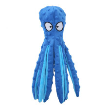 (blauw) Pluche hondenspeeltjes in de vorm van een octopus - Geen vulling, piepspeeltjes voor honden