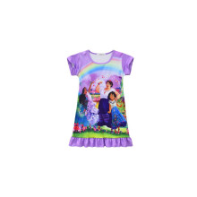 (Purple, 6-7 Years) Encanto Mirabel Sleepwear Dress Girls Pleated Skirt Nightdress Nightie Nighty