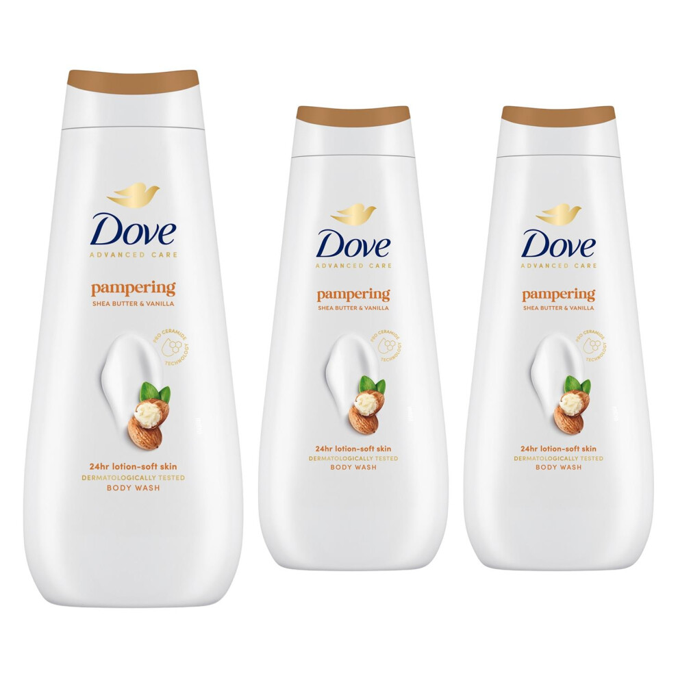Dove Advanced Care Pampering Body Wash 24H Renewing Micromoisture, 3X400ml - Image 2