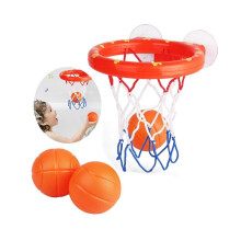 (Basketkorg-186) Babybadkar med sugkopp, skjutande basketkorg och 3 bollar, badkarsduschleksak
