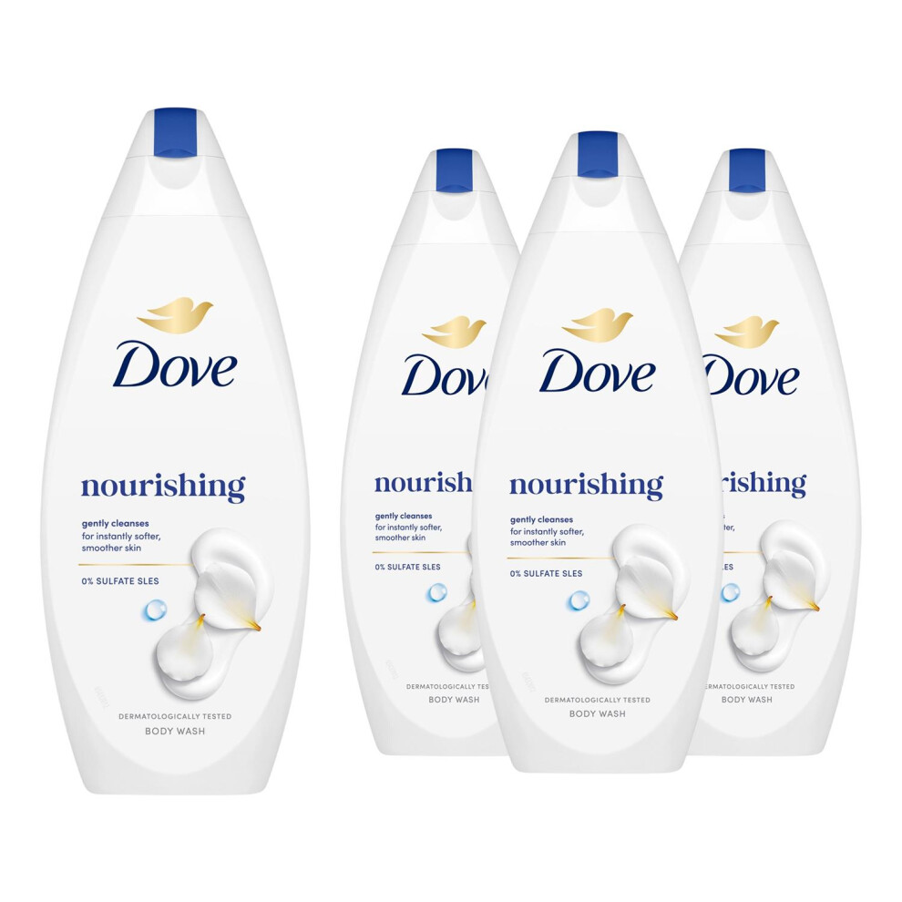 Dove Nourishing Body Wash 4 Pack, 0% Sulfate Sles Shower Gel, 225Ml