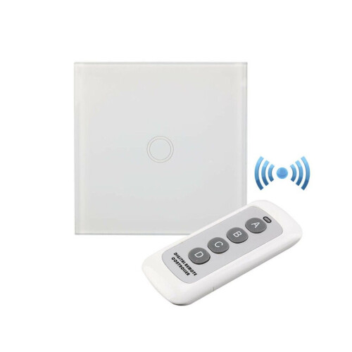 Home Digital Touch Light Switch with LED Backlight - Glass Panel, 110-240V, 3-300W, Remote/Wall Replacement,