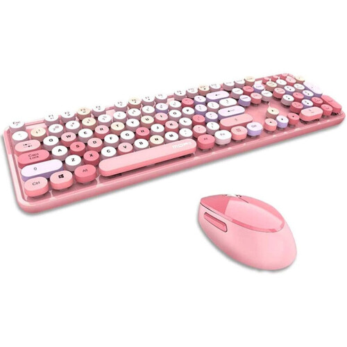 (pink mix) Wireless Keyboard & Mouse Set, Bluetooth Keyboard