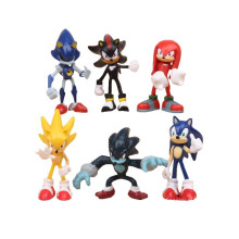 (3) Juego de 6 figuras de PVC de Sonic el Erizo para decoración de pasteles