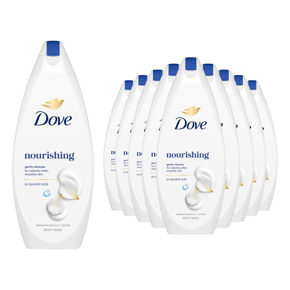 Dove Nourishing Body Wash 10 Pack, 0% Sulfate Sles Shower Gel, 225Ml