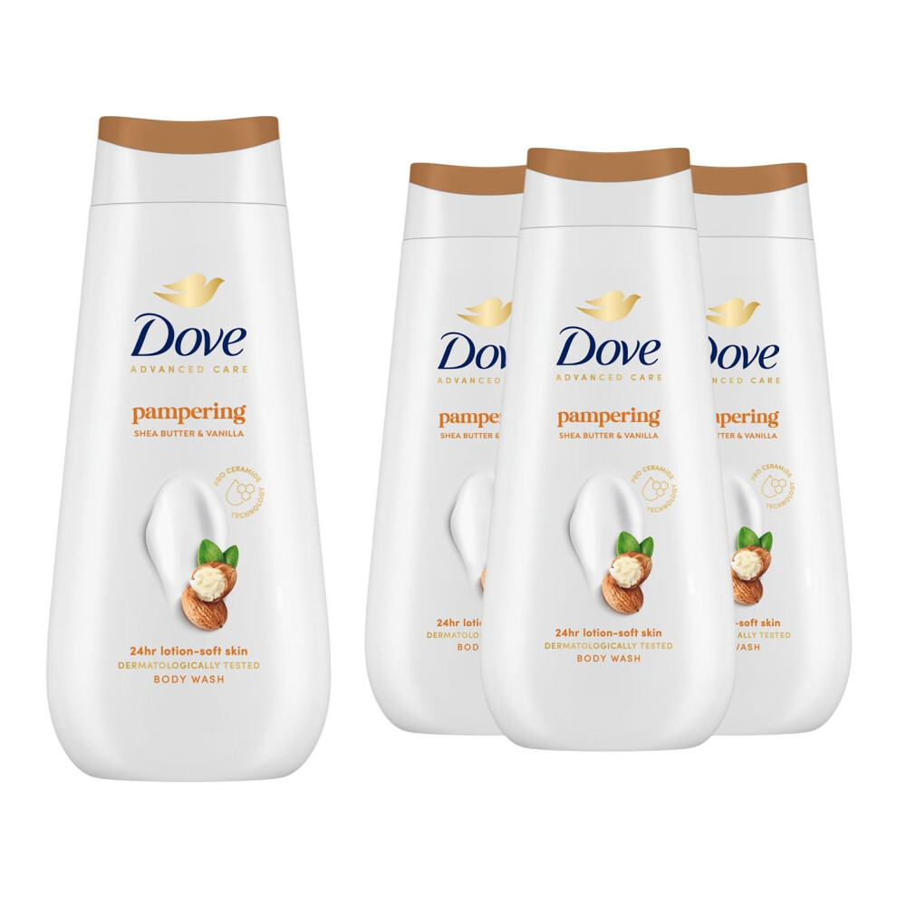 Dove Advanced Care Pampering Body Wash 24H Renewing Micromoisture, 4X225ml