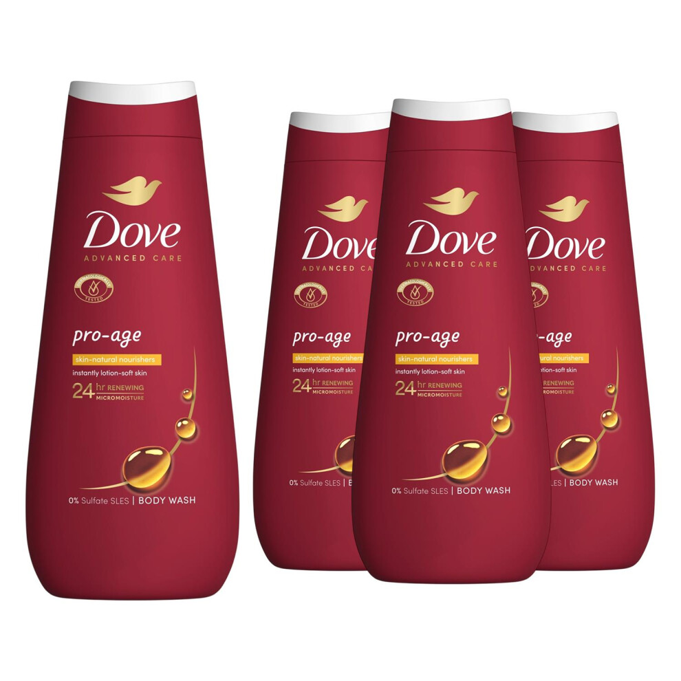 Dove Advanced Care Pro Age Body Wash 24H Renewing Micromoisture, 4X400ml