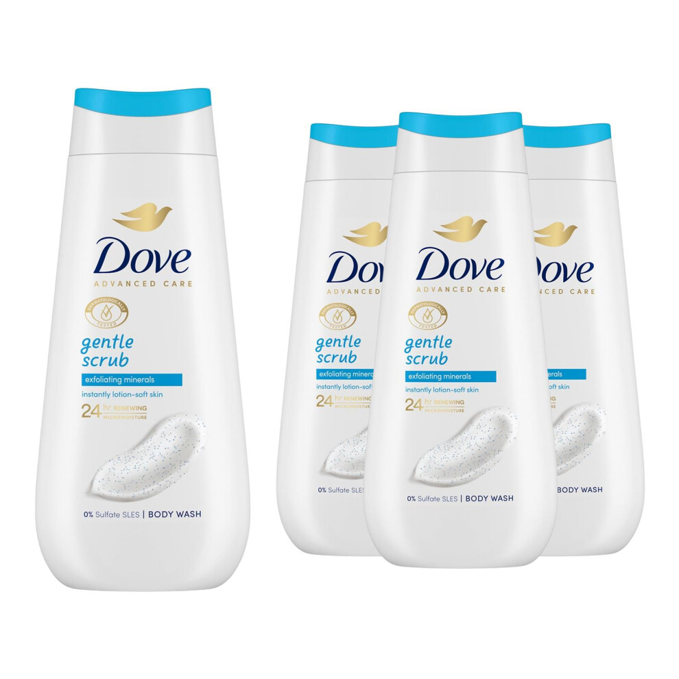 Dove Advanced Care Gentle Scrub Body Wash 24H Renewing Micromoisture 4X225ml - Image 2