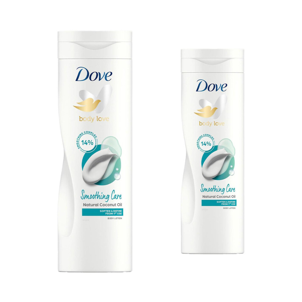 Dove Body Lotion Smoothing Care Natural Coconut Oil For All Skin Types, 2X400ml - Image 2