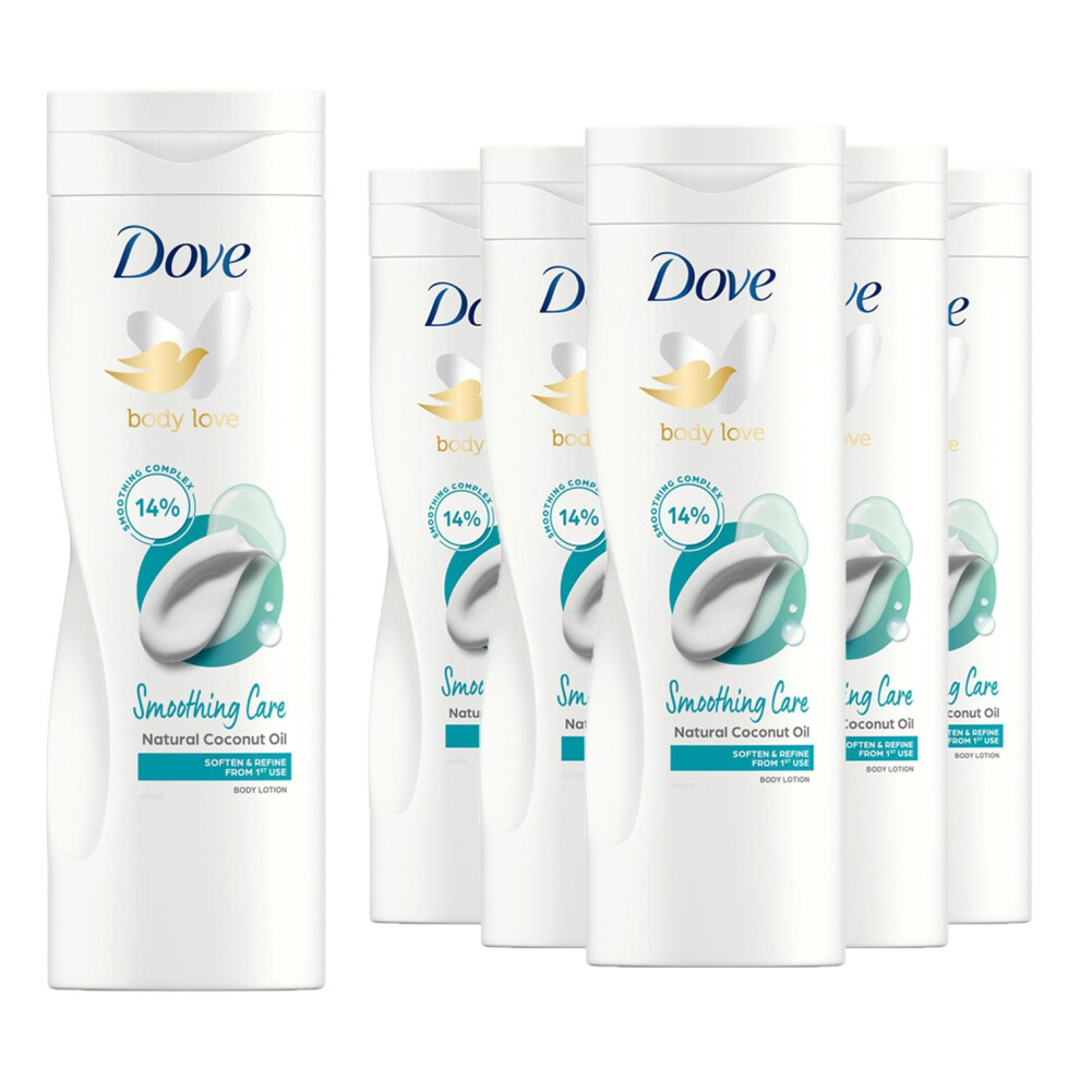 Dove Body Love Smoothing Care Body Lotion With Coconut Oil, 400Ml 6 Pack
