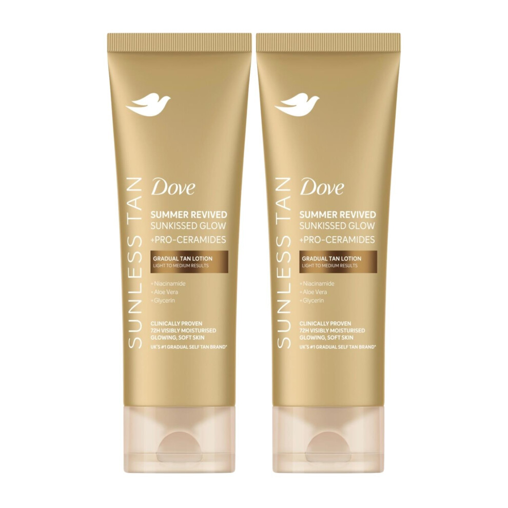 Dove Summer Revived Tanning Lotion 200Ml 2 Pack, Light To Medium Sunkissed Glow