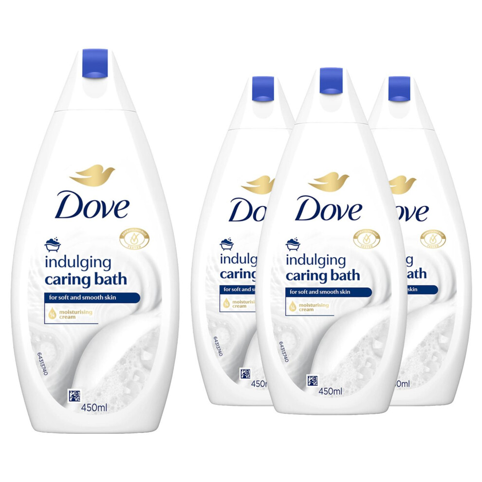 Dove Caring Bath Indulging Cream Bath Soak With 1/4 Moisturising Cream, 4X450ml