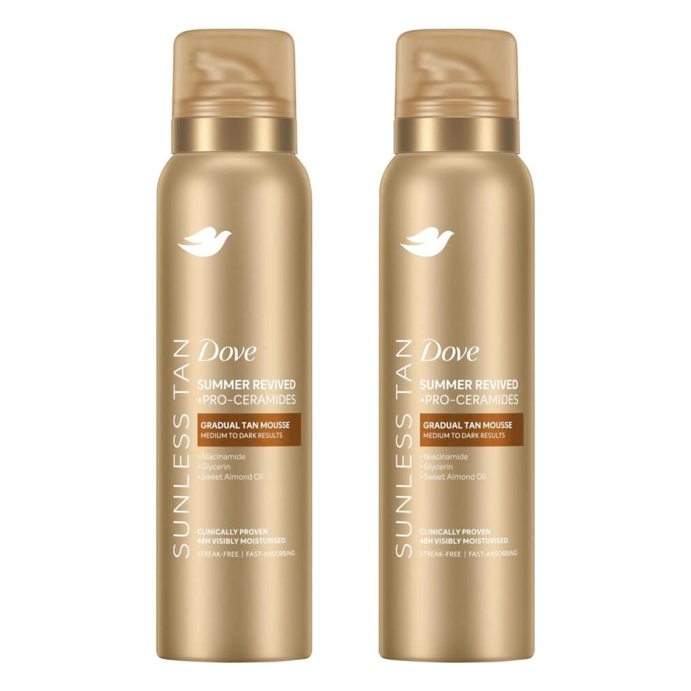 Dove Derma Spa Summer Revived Self Tan Mousse 150Ml 2 Pack, Fair-Medium Skin