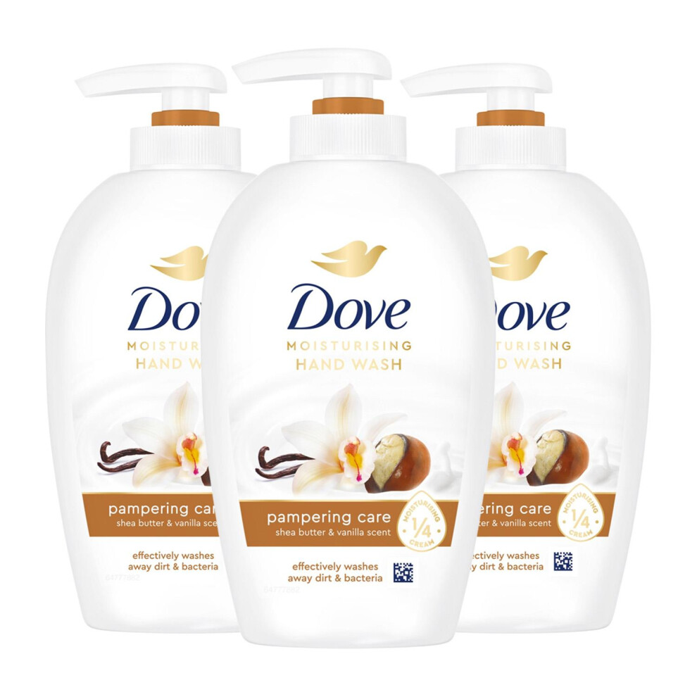 Dove Cream Moisturising Hand Wash, Pampering Care With Shea Butter & Vanilla, 3X250ml - Image 2