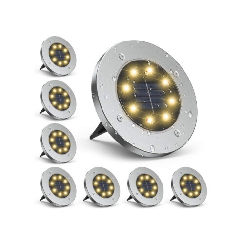 Solar Ground Lights|Disk Lights Solar Powered - 8 LED (8 Pack)