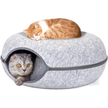 Nobleza Toca de Gatos em Feltro, Cama Dobrável com Fecho, Cinzento, 60x60x26cm, para Gatos até 13kg