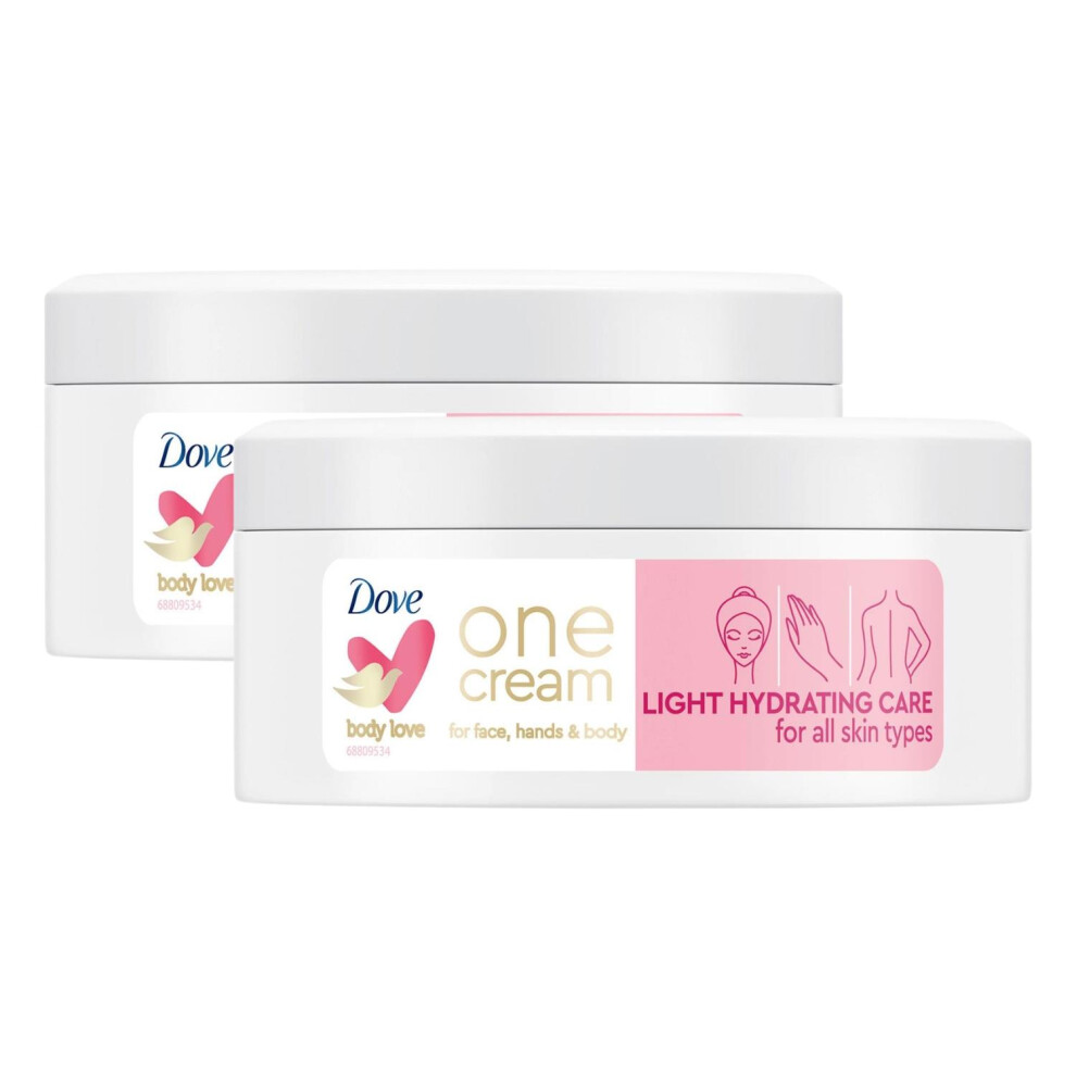 Dove Light One Cream Hydrating Care 250Ml, Face Hands & Body For All Skin 2 Pack