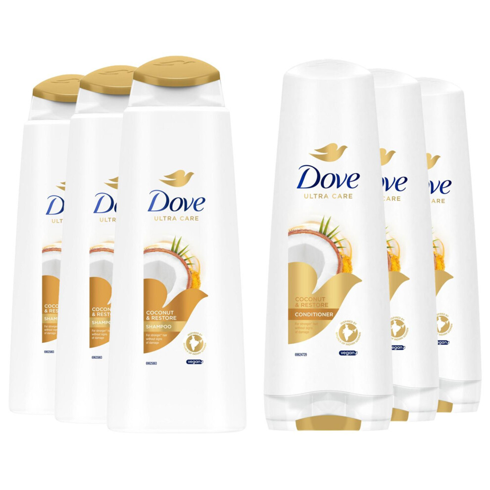 Dove Ultra Care Shampoo & Conditioner - Coconut Restore, Bio Restore 3 Pack - Image 2