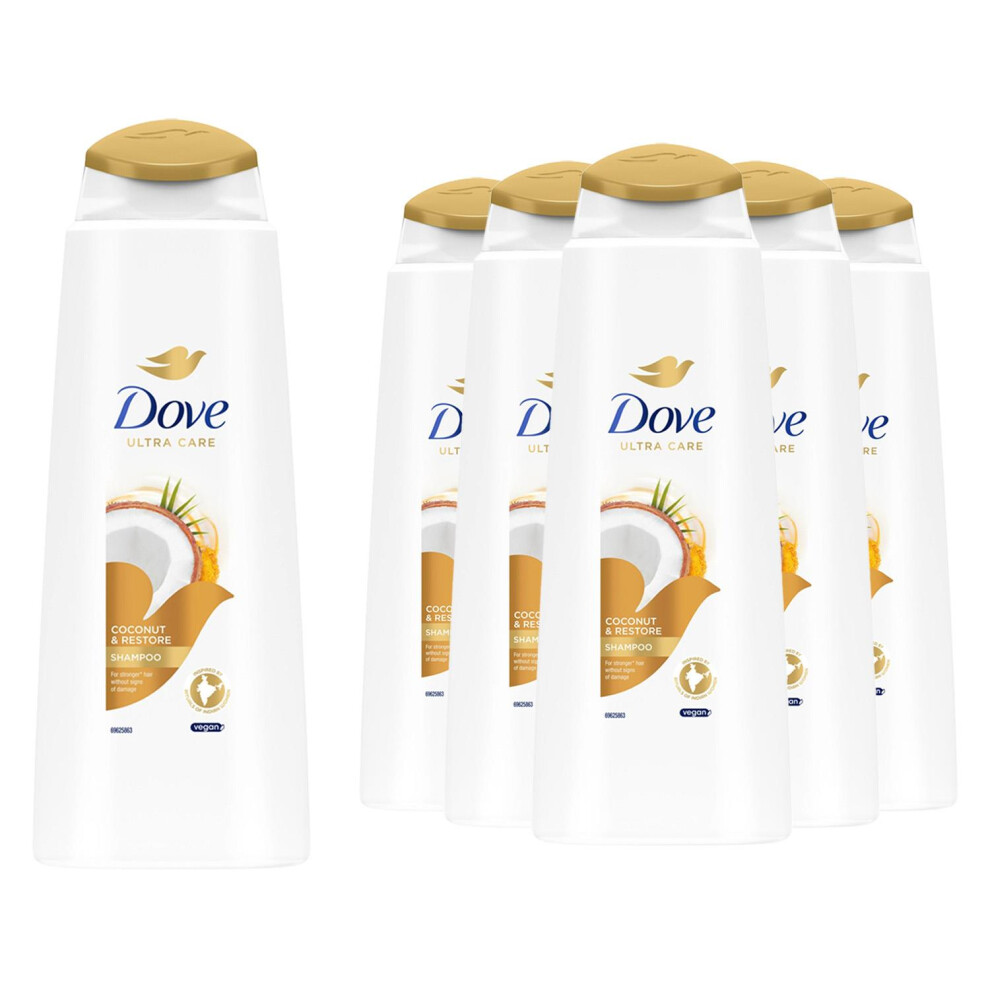 Dove Ultra Care Shampoo - Coconut & Restore 6x400 ml, Bio Restore Technology - Image 2
