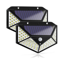 Buitenverlichting Vierzijdige 100 LED-wandlampen op zonne-energie