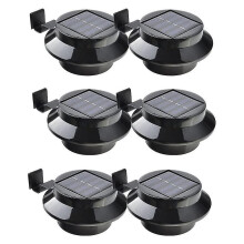 Pack Of 6 Solar Powered Led Lights For Gutter, Fence, Roof, Gutter, Garden, Yard, Wall, Black