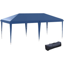 Outsunny tenda gazebo dobrável 3x6 m, altura ajustável 3 níveis, azul