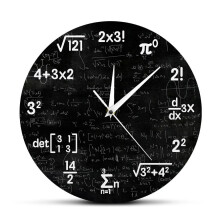 (NO1) Wiskundige vergelijkingen en notaties Wiskunde schoolbord Geek wandklok