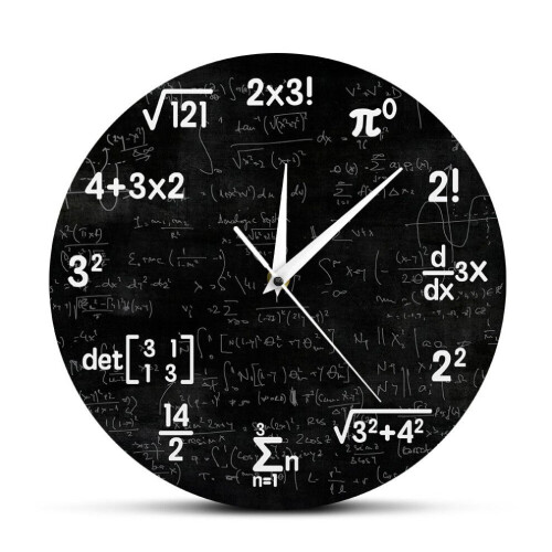 (NO1) Math Equations and Notations Mathematics Chalkboard Geek Wall Clock