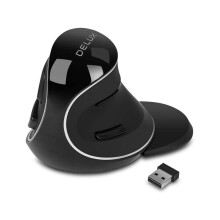 DELUX Draadloze Verticale Muis, Ergonomische Muis met Nano USB-ontvanger, 3 DPI-niveaus (800/1200/1600),