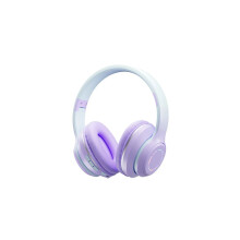 (Purple) Music Headset Gradient Color Bluetooth Headphone Wireless LED Light With Mic Gamer Earphone