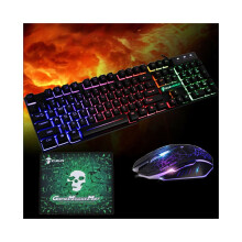 Rainbow T6 Backlight USB-gamingtoetsenbord en -muisset voor pc en laptop (VK)