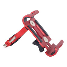 (Red) 360 Aluminum Alloy Bicycle Mobile Phone Holder Firm