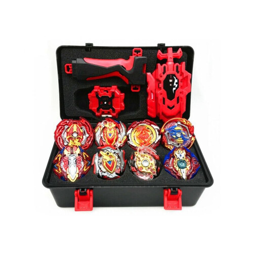 (Κόκκινο) Σετ Beyblade Gyro Burst 8 τεμαχίων με εκτοξευτή και κουτί