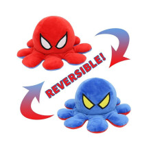 (Red Blue) Spiderman Reversible Octopus Plush Toy Batman Iron Man Double-Sided Flip Stuffed