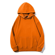(Oranje, M) Klassieke effen pullover met capuchon voor heren en dames