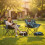 Lot de 2 chaises de camping pliables, structure acier, motif feuille, Vert 1